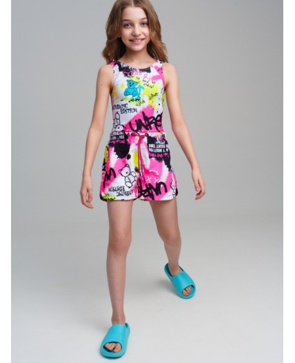 Шорты текстильные пляжные для девочек разноцветный