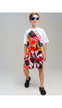 Шорты текстильные плавательные для мальчиков, длинные разноцветный