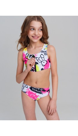 Купальный костюм трикотажный для девочек разноцветный