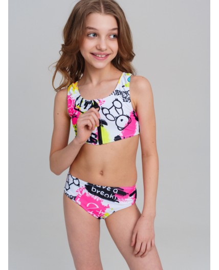 Купальный костюм трикотажный для девочек разноцветный