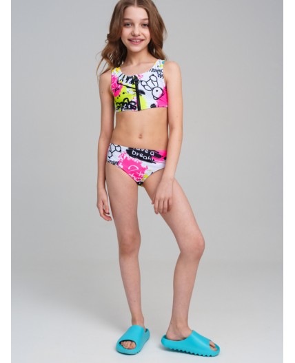 Купальный костюм трикотажный для девочек разноцветный