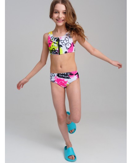 Купальный костюм трикотажный для девочек разноцветный