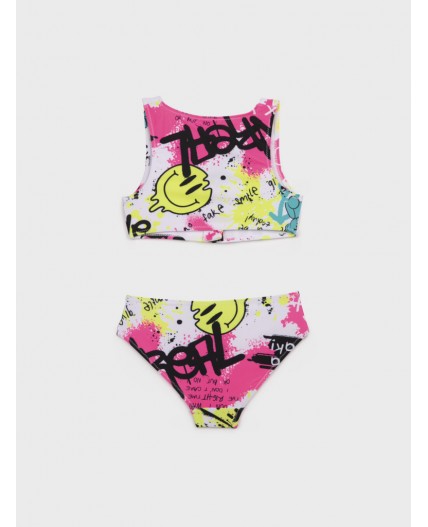 Купальный костюм трикотажный для девочек разноцветный