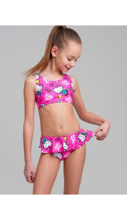 Купальный костюм трикотажный для девочек разноцветный