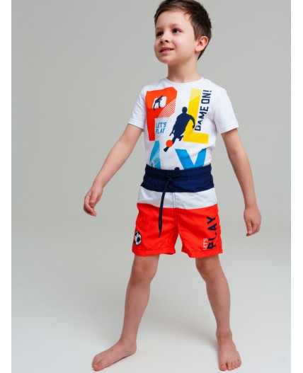 Шорты текстильные плавательные для мальчиков, средней длины тёмно-синий,белый,оранжевый