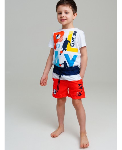 Шорты текстильные плавательные для мальчиков, средней длины тёмно-синий,белый,оранжевый