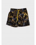 Шорты текстильные плавательные для мальчиков, средней длины черный,жёлтый