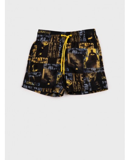 Шорты текстильные плавательные для мальчиков, средней длины черный,жёлтый