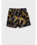 Шорты текстильные плавательные для мальчиков, средней длины черный,жёлтый