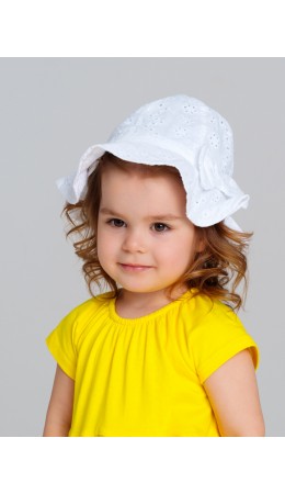 Панама детская текстильная для девочек белый