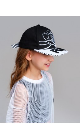 Кепка текстильная для девочек черный,белый