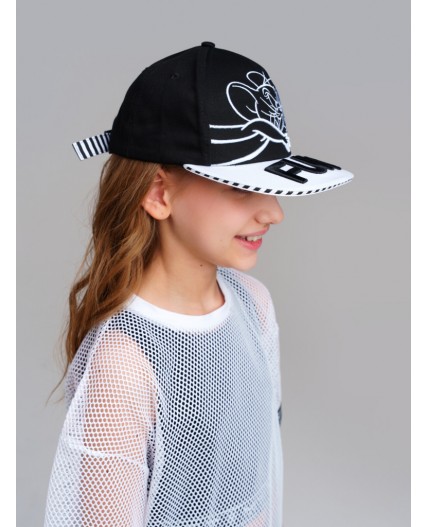 Кепка текстильная для девочек черный,белый