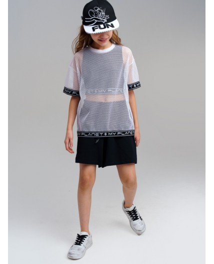 Кепка текстильная для девочек черный,белый