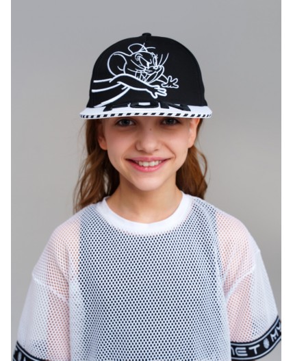 Кепка текстильная для девочек черный,белый