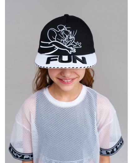 Кепка текстильная для девочек черный,белый