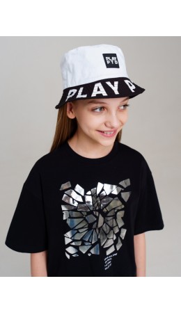 Панама текстильная для девочек белый,черный