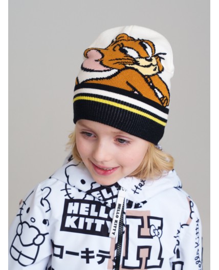 Шапка трикотажная для девочек белый,черный,коричневый