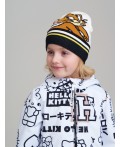 Шапка трикотажная для девочек белый,черный,коричневый