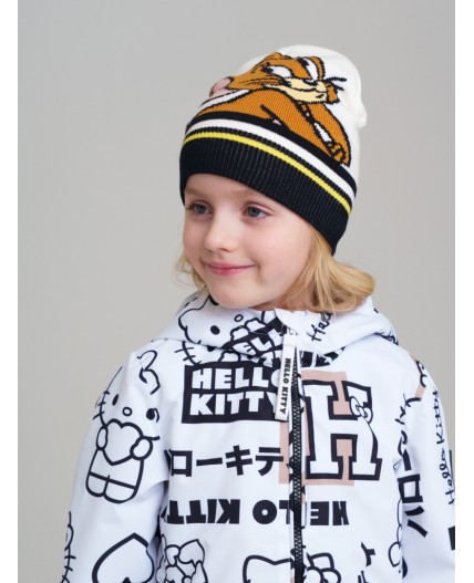 Шапка трикотажная для девочек белый,черный,коричневый