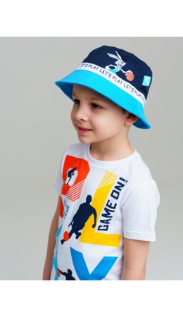 Панама текстильная для мальчиков тёмно-синий,голубой,белый