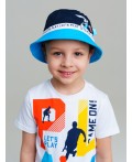 Панама текстильная для мальчиков тёмно-синий,голубой,белый