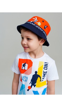 Панама текстильная для мальчиков оранжевый,тёмно-синий