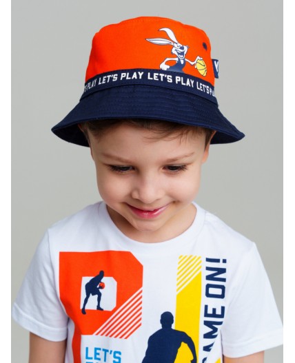 Панама текстильная для мальчиков оранжевый,тёмно-синий