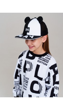 Кепка текстильная для девочек черный,белый