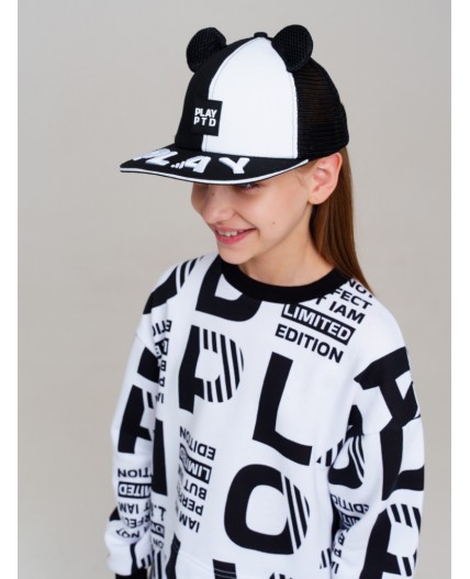 Кепка текстильная для девочек черный,белый