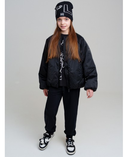 Шапка трикотажная для девочек черный,белый