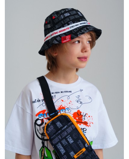 Панама текстильная для мальчиков черный,белый,красный
