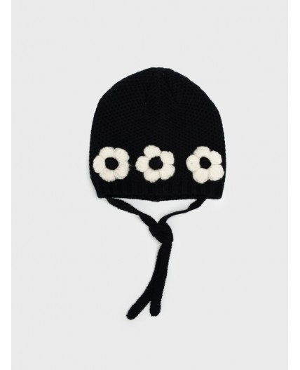 Шапка детская трикотажная для девочек черный,белый