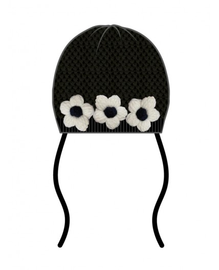 Шапка детская трикотажная для девочек черный,белый