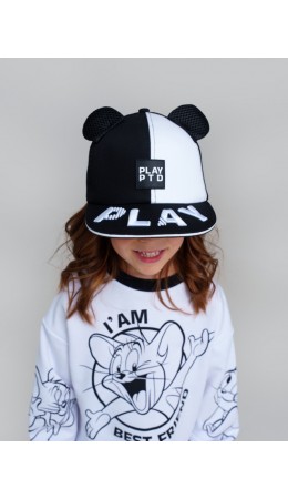 Кепка текстильная для девочек черный,белый