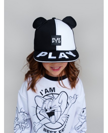 Кепка текстильная для девочек черный,белый