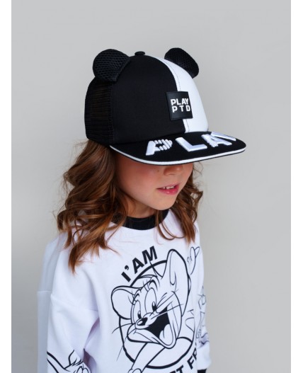 Кепка текстильная для девочек черный,белый