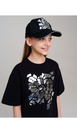 Кепка текстильная для девочек черный