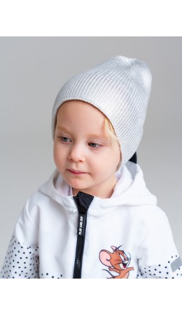 Шапка детская трикотажная для девочек серебряный