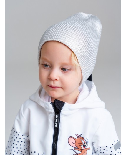 Шапка детская трикотажная для девочек серебряный