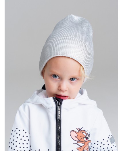 Шапка детская трикотажная для девочек серебряный