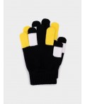 Перчатки трикотажные для девочек черный,жёлтый