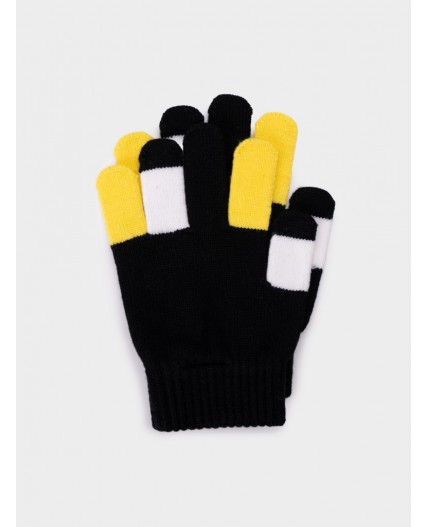 Перчатки трикотажные для девочек черный,жёлтый