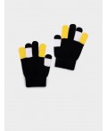 Перчатки трикотажные для девочек черный,жёлтый
