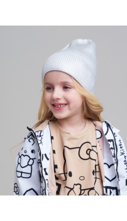 Шапка трикотажная для девочек серебряный