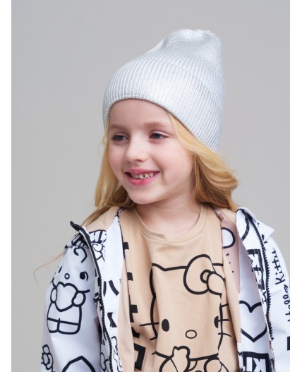 Шапка трикотажная для девочек серебряный