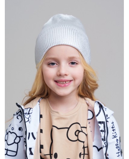 Шапка трикотажная для девочек серебряный