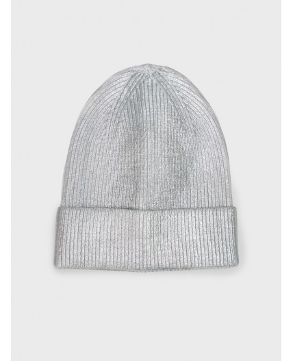 Шапка трикотажная для девочек серебряный