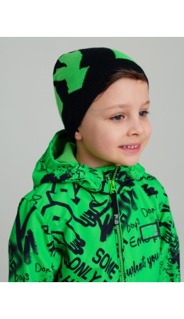 Шапка трикотажная для мальчиков черный,зеленый