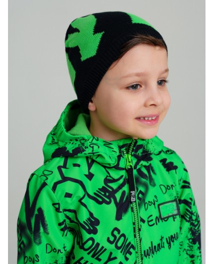 Шапка трикотажная для мальчиков черный,зеленый
