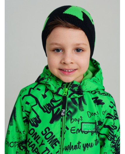 Шапка трикотажная для мальчиков черный,зеленый